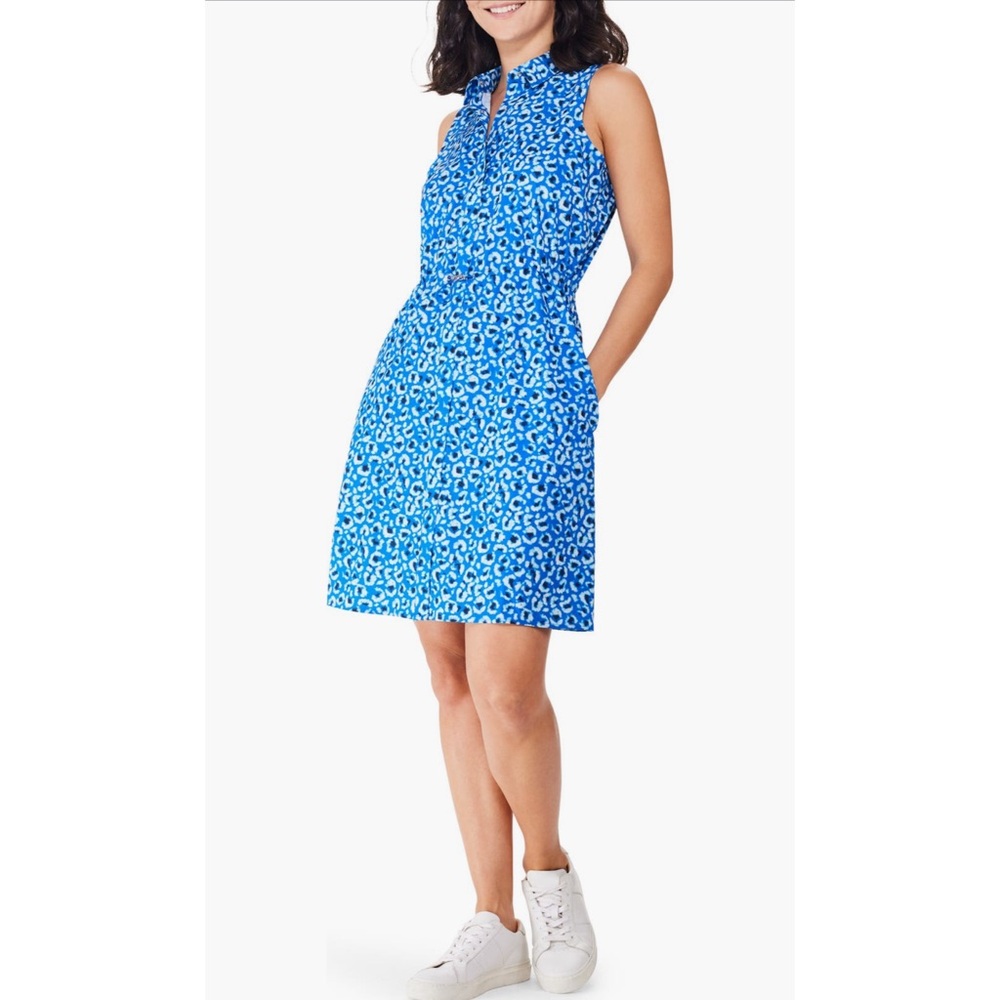 NZ Active by Nic & Zoe Blue Patterned Sleeveless Active Tech Shirt Dress Size XL